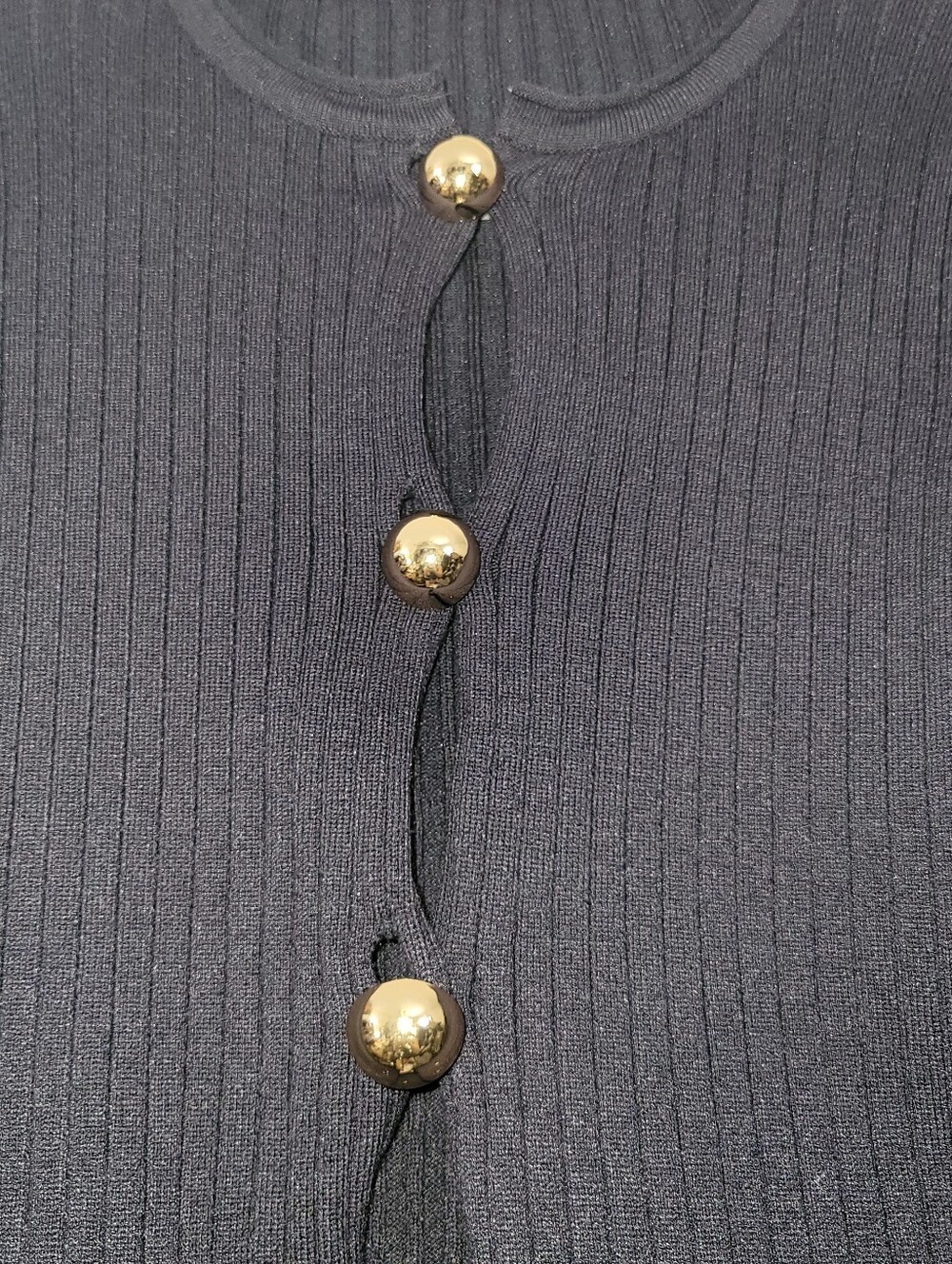 Commense Navy Ribbed Cardigan with Gold Buttons - Picture 6 of 10